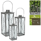 Set of three vienna style lanterns in grey metal and glass finish
