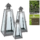 Set of three napoli style lanterns in grey metal and glass finish