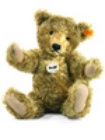 Classic 1920 teddy bear with mohair fur, embroidered black thread nose and mouth, beige felt paw pads