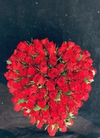 Fishlocks 100 roses Heart shaped hand tied